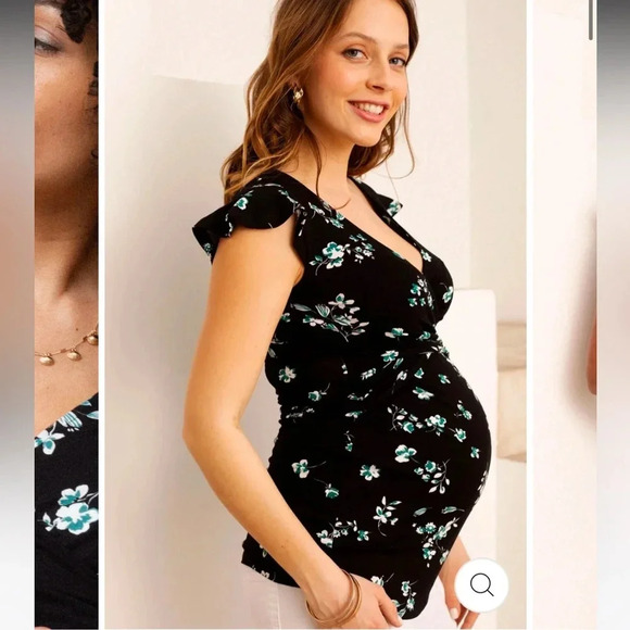 Maternity & Nursing V-Neck Top Sz 4/6 - Picture 3 of 9